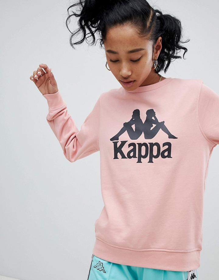 Kappa Oversized Sweatshirt With Large Front Logo - Pink