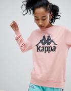 Kappa Oversized Sweatshirt With Large Front Logo - Pink