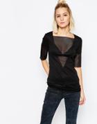 Cheap Monday Top With Mesh Sleeve And Hem - Black