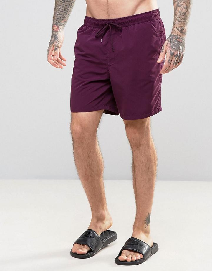 Asos Swim Shorts In Purple Mid Length - Purple