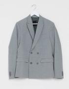 New Look Slim Double Breasted Blazer In Gray-grey
