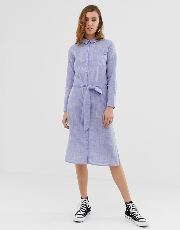 Pepe Jeans Melania Denim Maxi Shirt Dress-blue