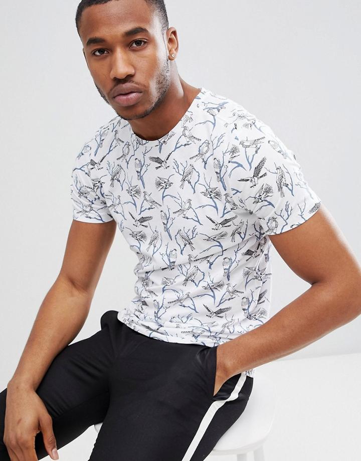 Jack & Jones Premium T-shirt With All Over Print - White
