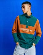 Asos Design Relaxed Long Sleeve T-shirt In Colour Block With Track Neck-multi
