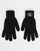 Calvin Klein Jeans Knitted Monogram Logo Gloves In Black