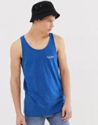 Jack & Jones Core Chest Branding Tank In Blue Melange