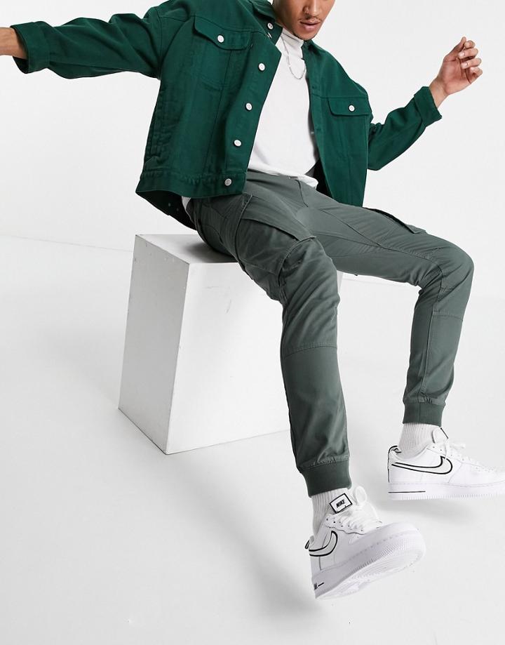 River Island Tapered Cargo Pants In Khaki-neutral