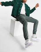 River Island Tapered Cargo Pants In Khaki-neutral