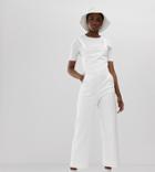 Weekday Wide Leg Denim Sleeveless Jumpsuit In White