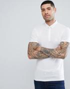 Process Black Plain Stretch Polo Shirt - White