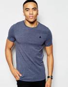 Asos Muscle T-shirt With Crew Neck And Embroidery In Navy Marl - Navy Marl