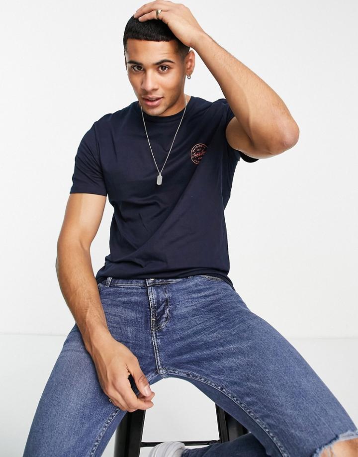 Jack & Jones Essentials T-shirt With Logo Chest Print In Navy
