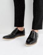 Asos Brogue Shoes In Black Leather With Zip Detail - Black