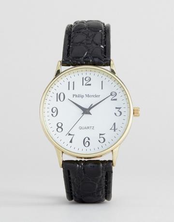 Philip Mercier Black Watch With White Dial - Black