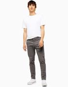 Topman Stretch Skinny Chinos In Charcoal-grey
