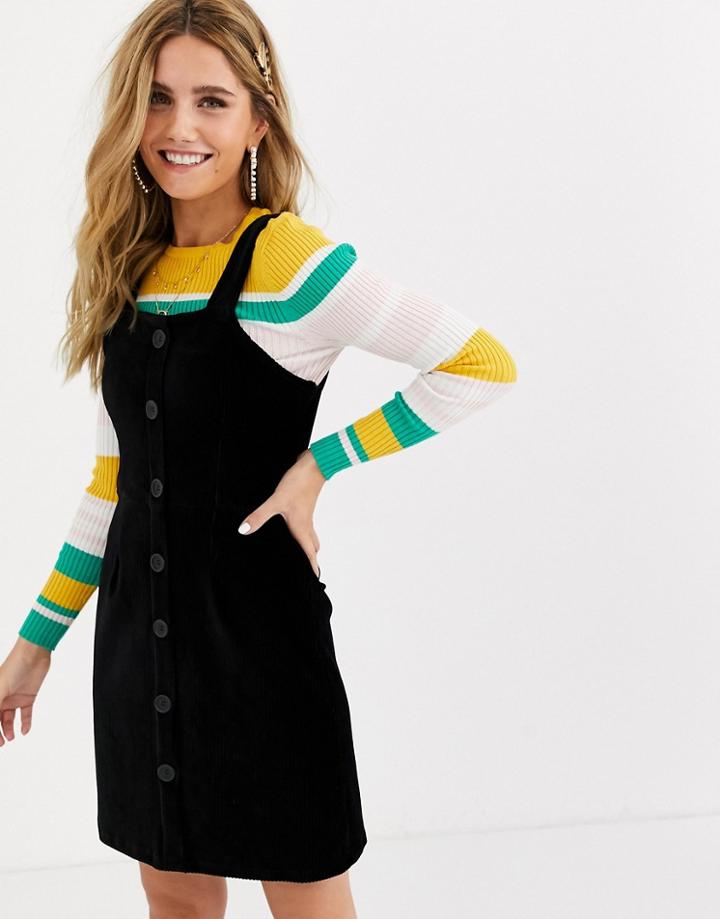 New Look Cord Mini Pinny In Black