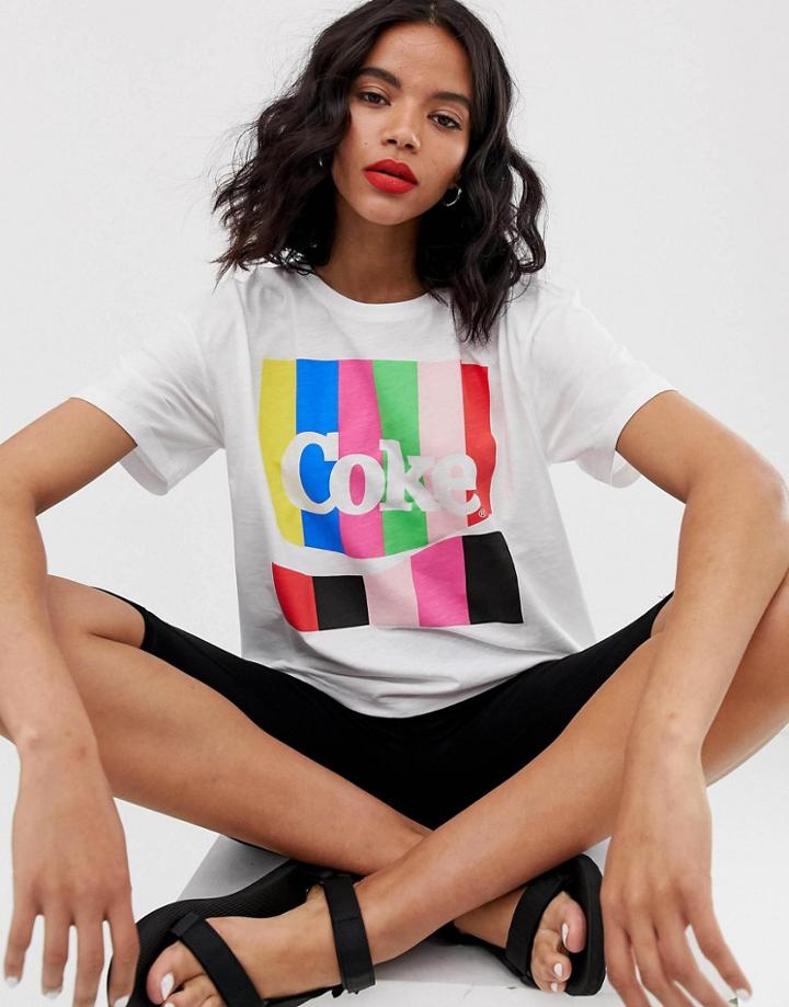 Only Neon 'coke' Logo Top - White
