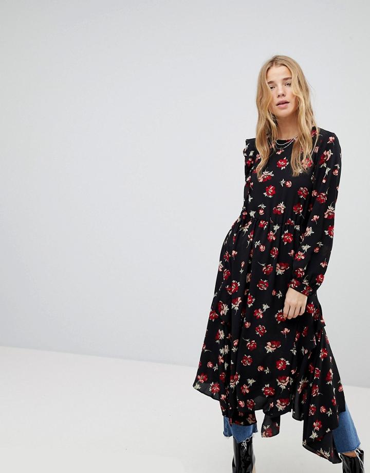 Miss Selfridge Floral Hanky Hem Dress - Multi