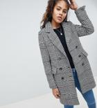 Brave Soul Tall Berwick Double Breasted Coat In Check - Black