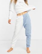 Chelsea Peers Color Block Sweatpants In White And Baby Blue-blues