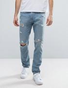 Hollister Destroyed Skinny Jeans Light Wash - Blue