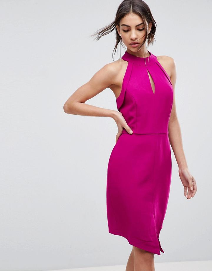 Adelyn Rae Marlena Halterneck Sheath Body Dress-pink