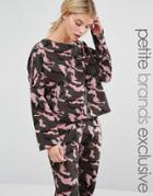 One Day Petite Oversized Sweat Top In Camo Print Co-ord - Multi