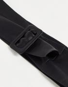 Asos Design Leather Wide Waist Belt With Covered Buckle In Black