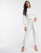 Asos Design Lounge Premium Knitted Wide Leg Pants-white