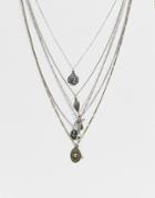 Asos Design Multi Layered Necklace With Charms In Mixed Metals - Multi