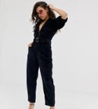 Asos Design Cord Belted Jumpsuit With Banana Leg