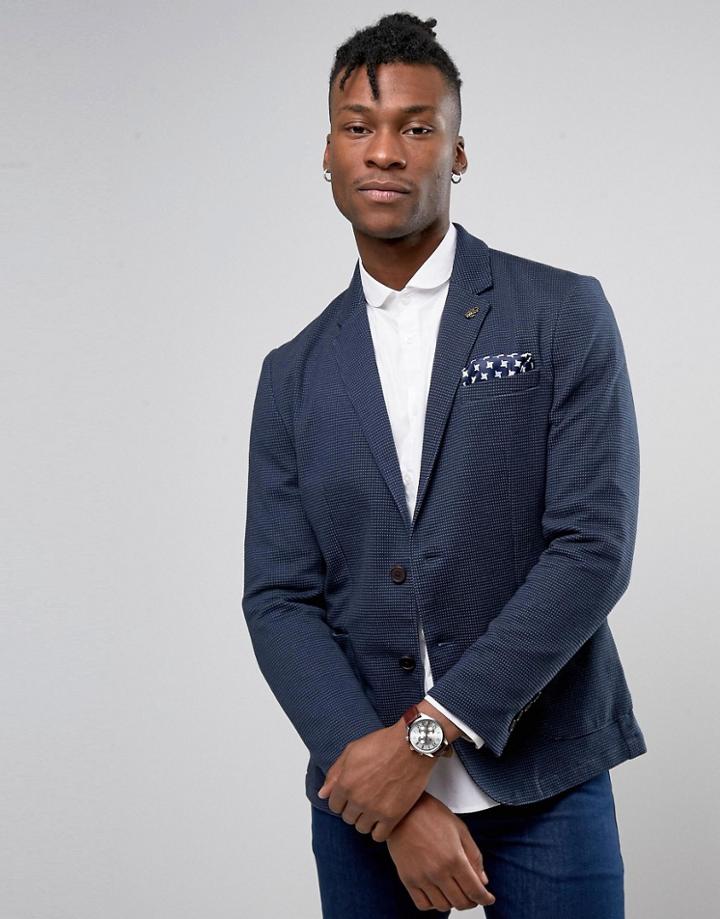 Selected Homme Slim Knitted Blazer - Navy