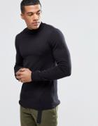 Asos Muscle Fit Turtleneck Sweater In Cotton - Black