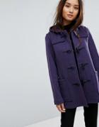 Gloverall Fitted Pannelled Wool Blend Duffle Coat - Purple