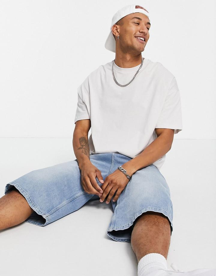 Asos Design Oversized T-shirt With Crew Neck In Cream - Cream-white