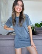 Pull & Bear T-shirt Dress In Washed Black