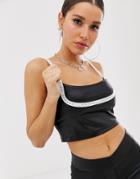 Criminal Damage Reflective Detail Tape Crop Top Two-piece - Black