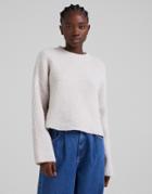 Bershka Cropped Seamless Sweater In Ecru-white