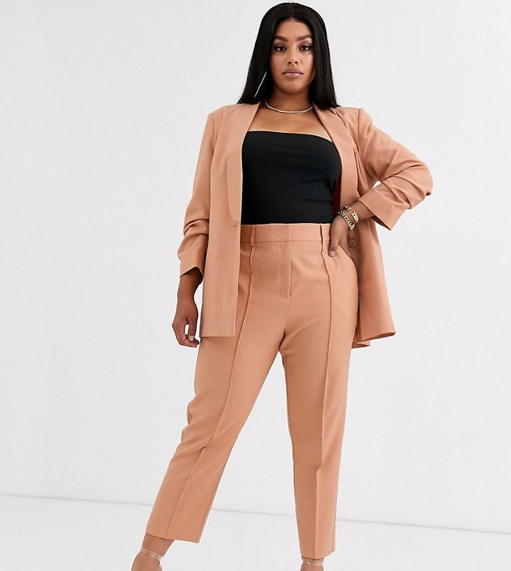 Asos Design Curve Mix & Match Ultimate Ankle Grazer Suit Pants-pink