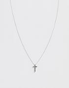 Asos Design Necklace With Ditsy Cross In Silver Tone