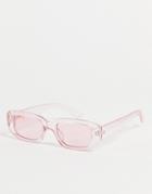 Skinnydip X Barbie Eyeline Rectangle Sunglasses In Pink Drench