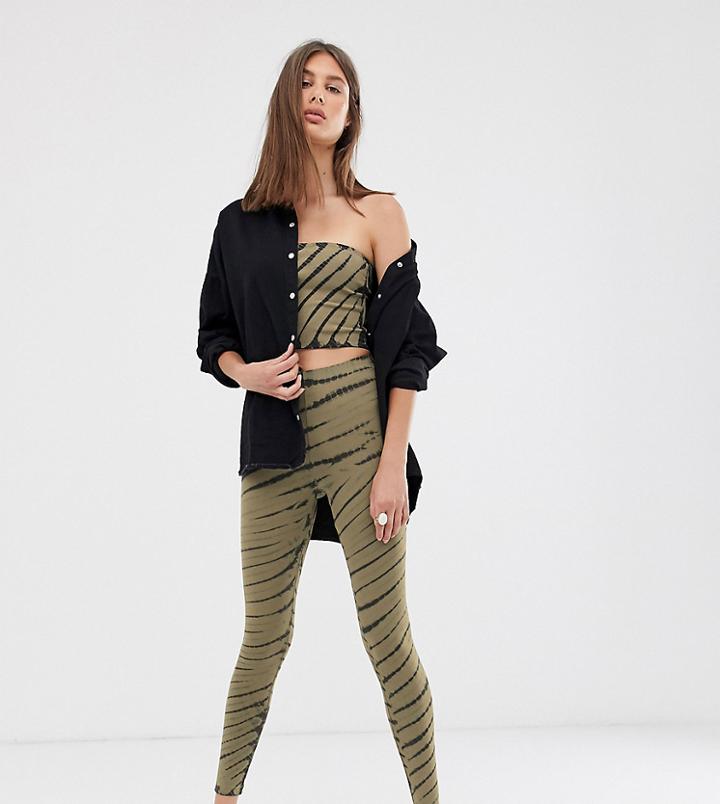 Weekday Tie Dye Leggings In Khaki Green-multi