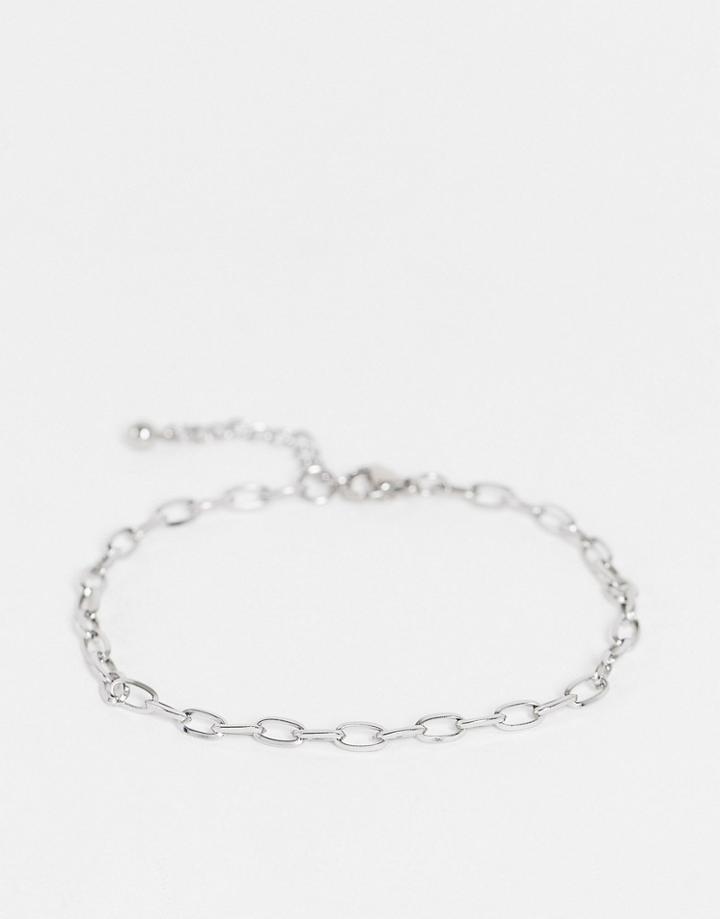 Asos Design Waterproof Stainless Steel Chain Bracelet In Silver Tone