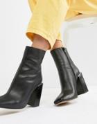 Asos Design Premium Leather Verity High Ankle Boots - Black