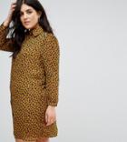 Fashion Union Plus Shirt Dress In Leopard Print - Yellow