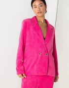 Daisy Street Relaxed Blazer With Vintage Buttons In Bright Corduroy-pink