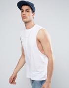 Asos Sleeveless T-shirt With Dropped Armhole In White - White