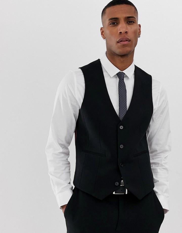 Asos Design Super Skinny Suit Vest In Black - Black