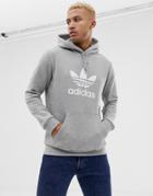 Adidas Originals Adicolor Trefoil Hoodie In Gray-grey