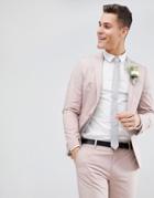 Asos Wedding Skinny Suit Jacket In Putty Stretch Cotton - Gray